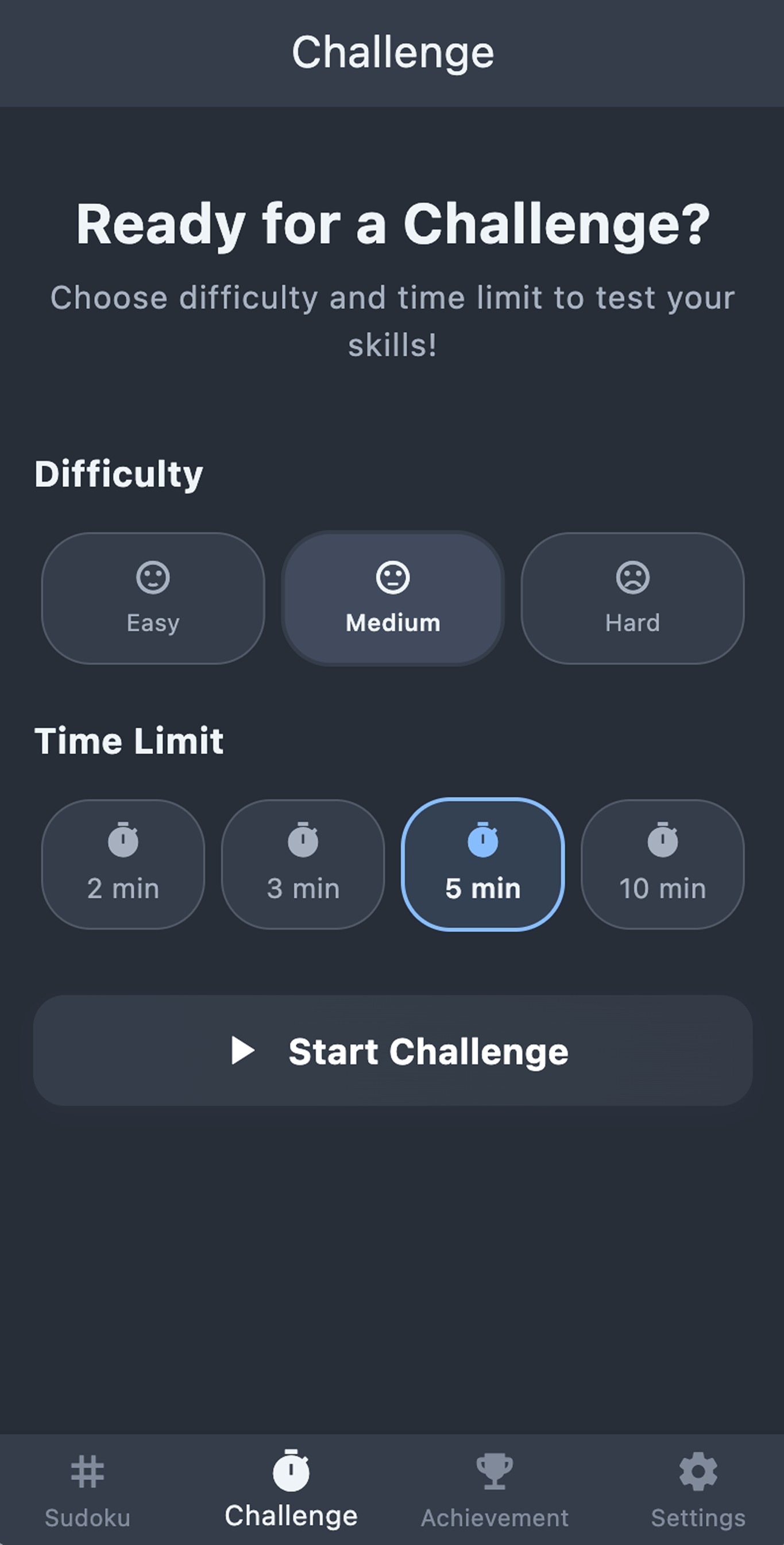 Mini Sudoku 挑戰模式 (深色模式)